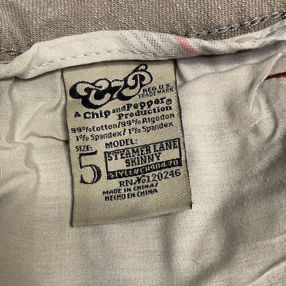 Chip & Pepper Steamer Lane Skinny Straight Leg Jeans Distressed Gray Stretch Sz5 - Picture 8 of 15